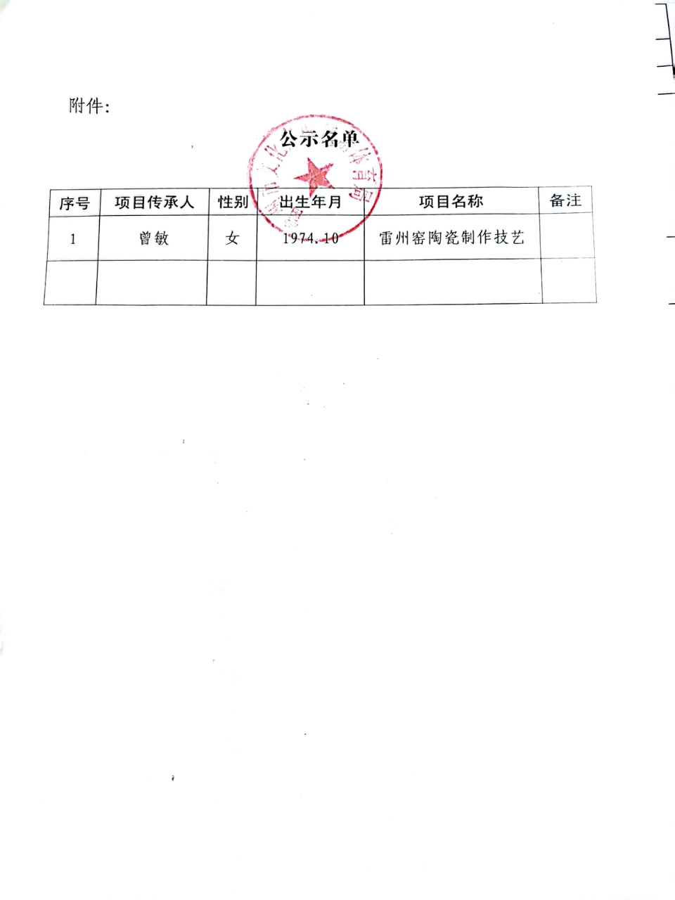 关于增加曾敏为卡卡湾官网
第八批非物质文化遗产项目代表性传承人推荐名单的公示1.jpg